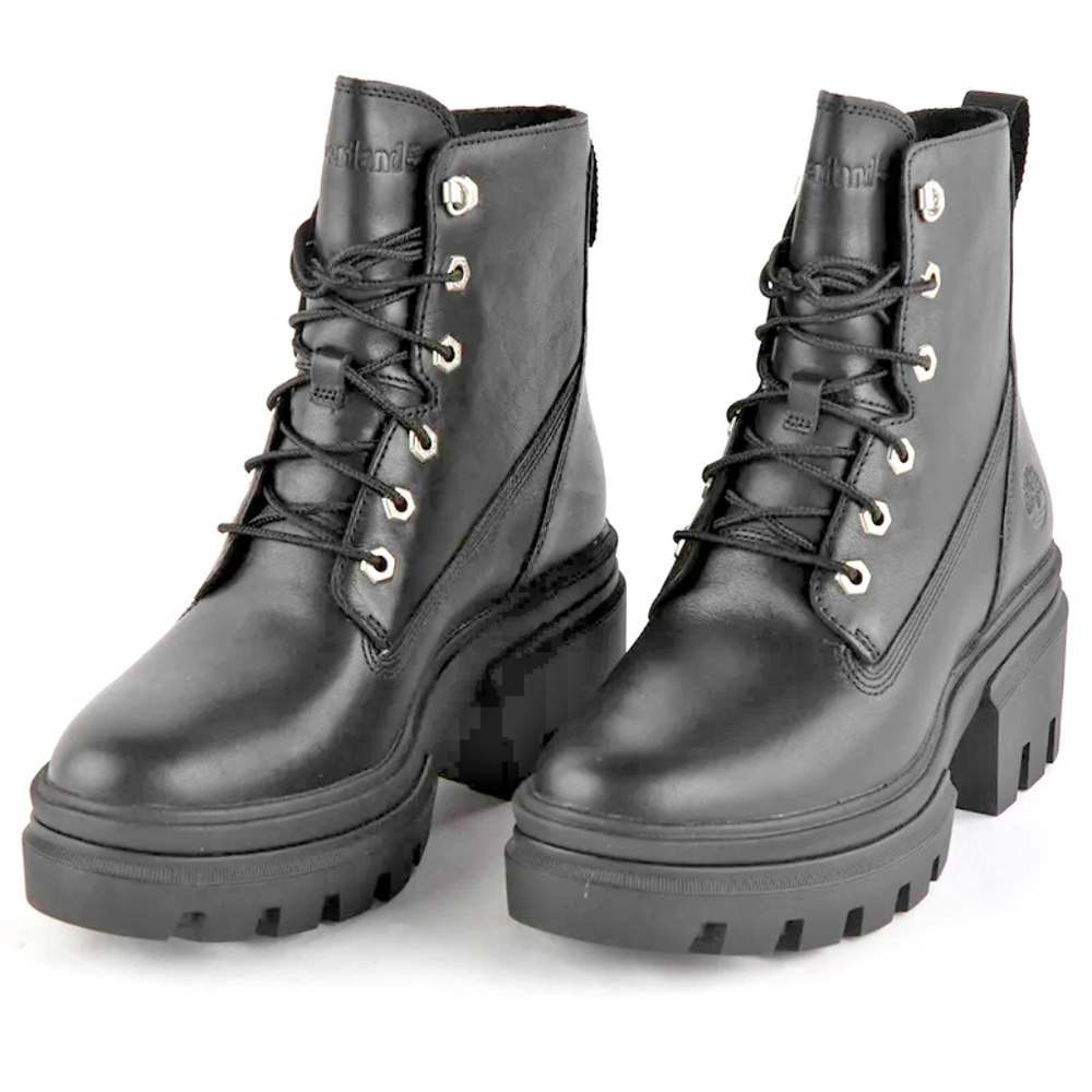 NWOB Size 9.5 Timberland Everleigh 6” Black Leather Lace Up Boots